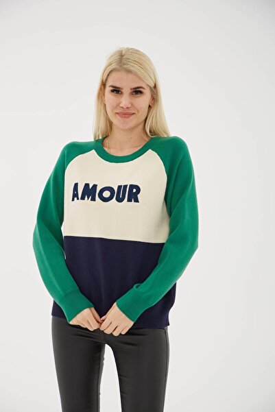 Fashion Friends Pulover verde brodat