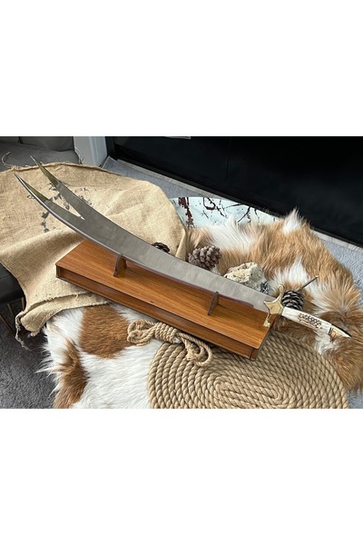 Bıçak Market Kurt Başlı Zülfikar Dekoratif Kılıcı (Geyik Kabze)