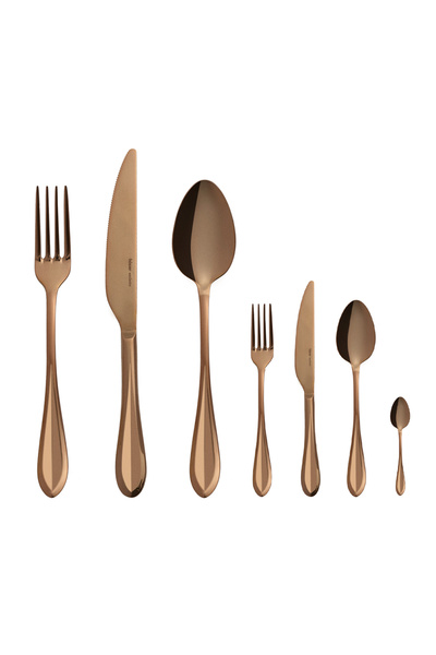 Hisar Tuscany Titanium Bronze 84 Pieces - 12 Person Fork Spoon Knife Set