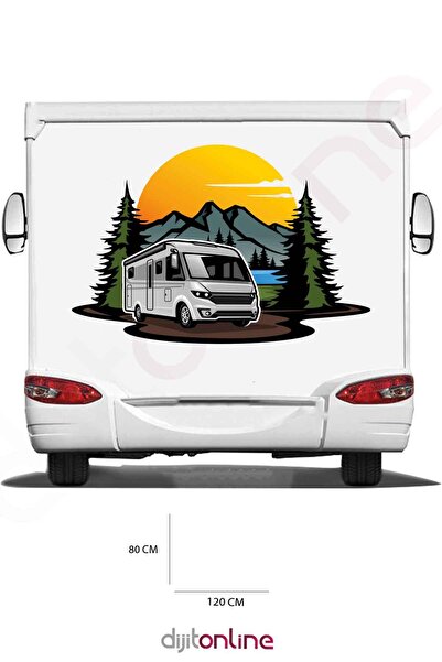 Dijitonline ملصق مطبوع على شكل قافلة مقاس 120 × 80 سم - تصميم غابة التخييم وج...