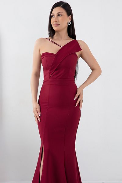 PULLIMM Rochie de seară lungă cu perle cu fantă 13218