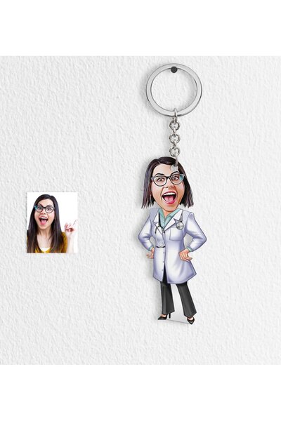 Bk Gift Kişiye Özel  Doktor Karikatür Anahtarlık - 1