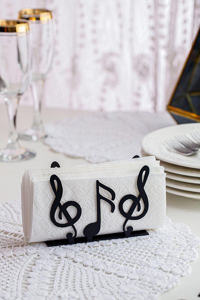 Doreline Note Motif Desktop Decorative Napkin Holder Towel Holder Black (dimension: 12 X 8)