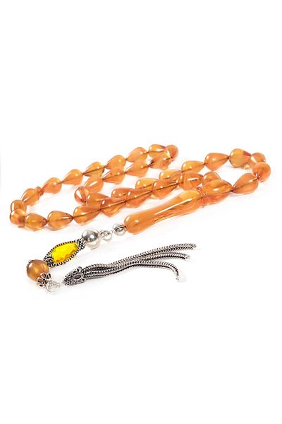 TESBİHCİBABA Misted Squeezed Amber Prayer Beads - Teardrop Cut
