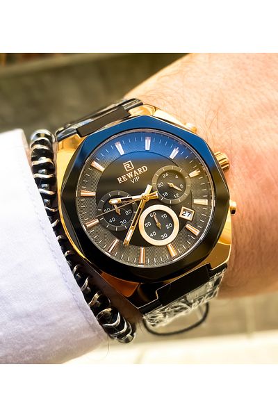 Reward Steel black color men's wrist watch