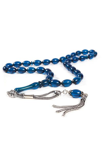 TESBİHCİBABA Special Design Silver Whips Clamping Amber Rosary