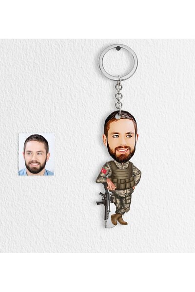 Bk Gift Kişiye Özel Asker Karikatür Anahtarlık - 2