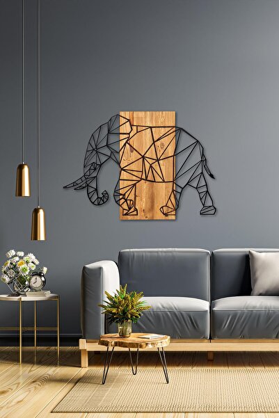 Doreline Doreart Elephant Ahşap & Metal Duvar Tablosu, Ev Ofis Duvar Panosu