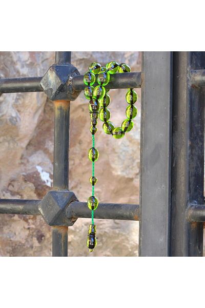 TESBİHCİBABA Ankle Length Water Green Squeezed Amber Prayer Beads