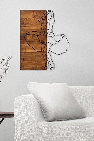 Doreline Doreart Woman Ahşap & Metal Duvar Tablosu, Ev Ofis Duvar Panosu
