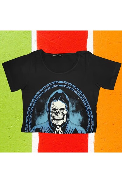 FG KONNİCHİWA Έντυπο γράμμα Γυναικείο Crop κοντομάνικο μπλουζάκι με απαλή υφή...