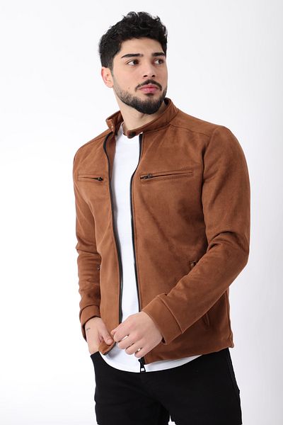Stilkombin Hakim Collar Suede Seasonal Coat - Chest Zippered PLDP 2904_60061