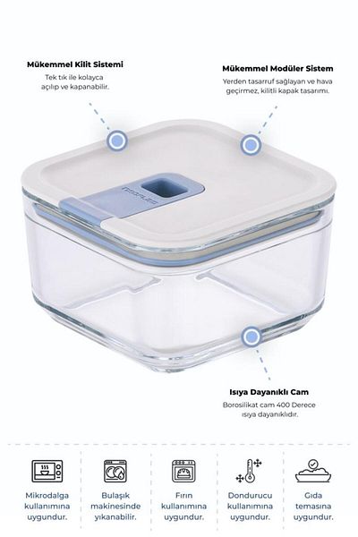 NEOFLAM Beige Color Perfect Seal 3 Piece Square Storage Box
