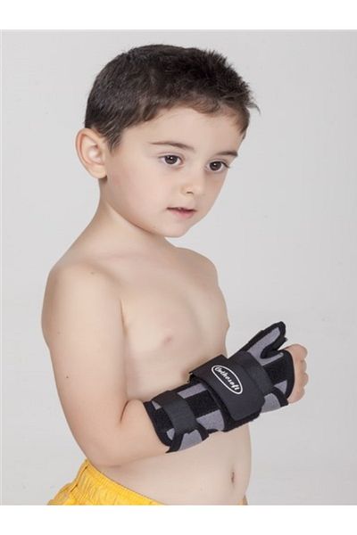 Orthosoft جبيرة معصم يد للأطفال باللون الرمادي - GR-1202-Ç مع دعم الإبهام