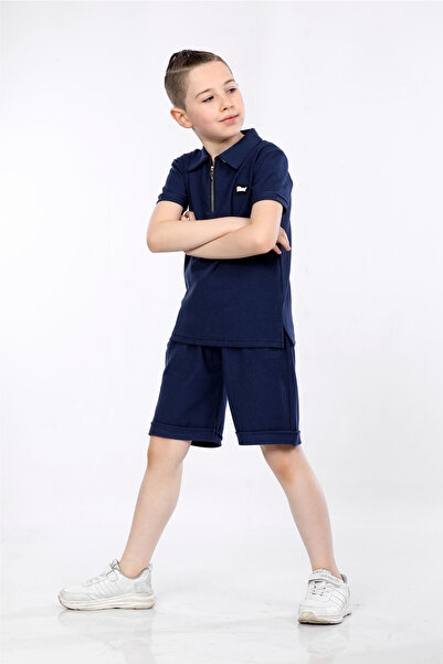 MORNIO Комплект поло яка с половин цип и шорти за момче от 2 части Vf24kmr510...