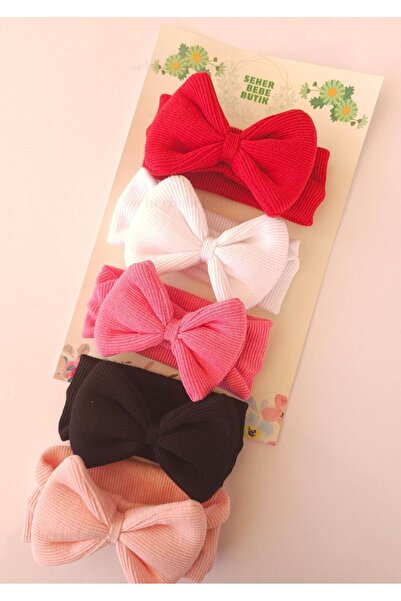 SeherBebeButik Kız Bebek & Çocuk Fiyonklu Bandana Set - Yumuşak- Esnek