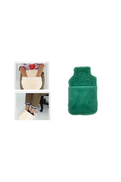 Sia HOT WATER BAG WITH POCKET GREEN PLUSH THERMOFOR 32,5x17,5cm 1500 ML
