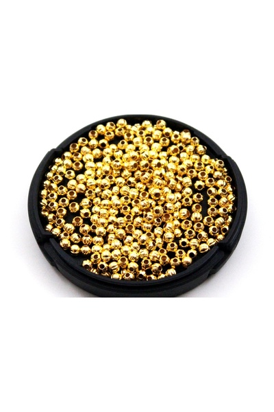 yfhobi 10 gram - 3 mm DORİKA DESEN Sarı Kaplama Metal Boncuk, Demir Boncuk ( 10 gram 160-170 Adet Arası )
