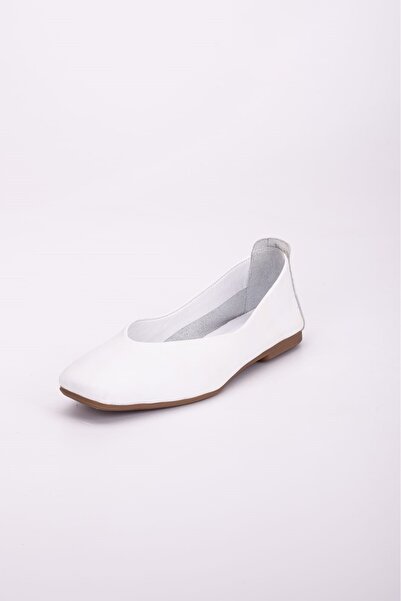 VİNİCCİ AYAKKABI Genuine Leather White Ballet Shoes