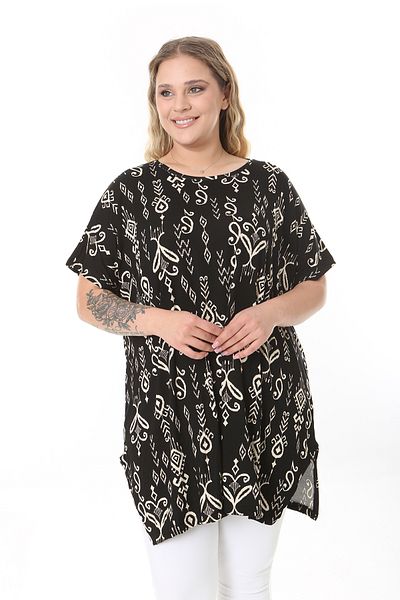 XL Modam WOMEN'S LARGE SIZE LYCRAL BLACK TUNIC
