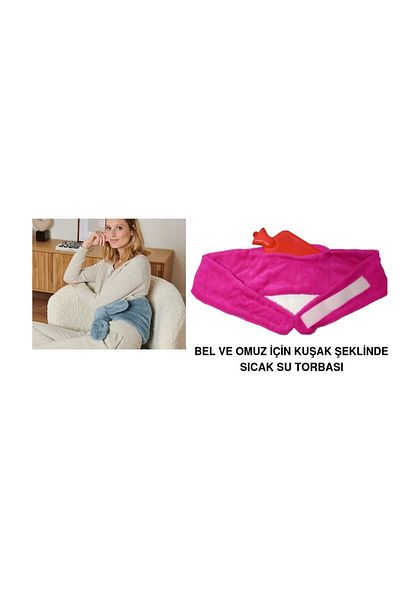 Sia HOT WATER BAG WAIST AND SHOULDER ICIN BUCKET SLEEVE PLUSH PINK THERMOFOR 1500ML 160x22CM