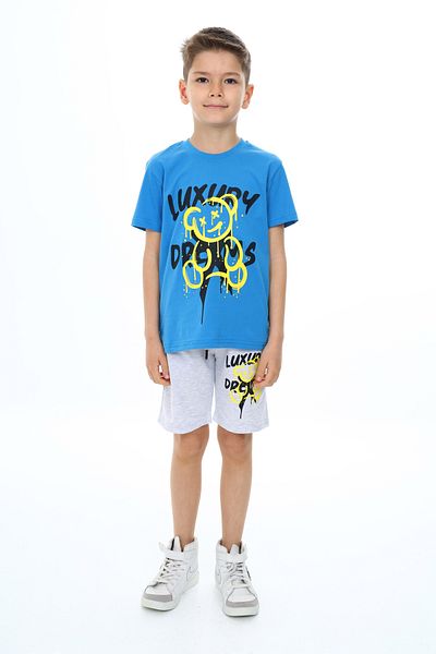 e-çocuk Luxury Printed Boy's Set - Top and Bottom Set 24003
