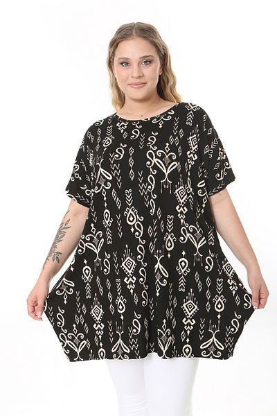 XL Modam WOMEN'S LARGE SIZE LYCRAL BLACK TUNIC