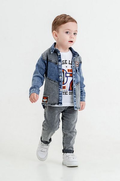 Hola Kids طقم جاكيت جينز وبنطلون وتي شيرت للأولاد 3 قطع Hlk80105