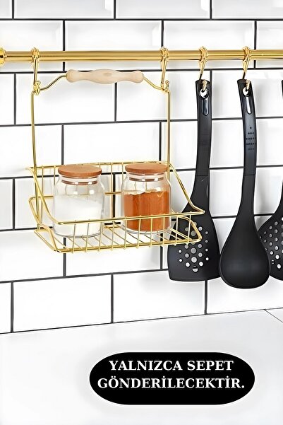 Kitchen Store Ferforje Metal Sepet Gold Retro Sepeti