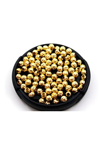 yfhobi 10 gram - 5 mm DORİKA DESEN Sarı Kaplama Metal Boncuk, Demir Boncuk ( ...