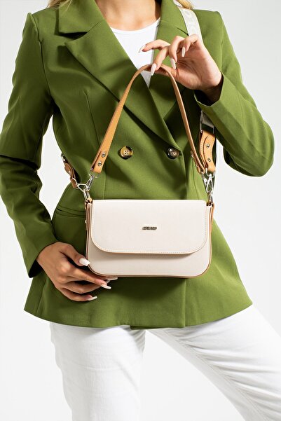 Just Polo حقيبة كتف نسائية من قماش لاكوست باللون الكريمي للموسم الجديد مكونة ...