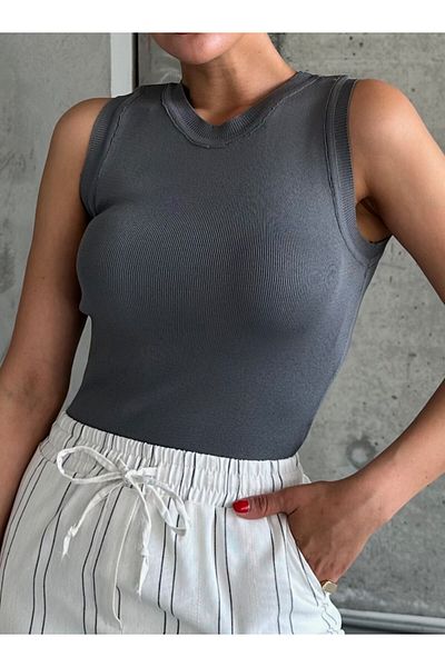 Laluvia Geräucherte Strickbluse mit dicken Trägern