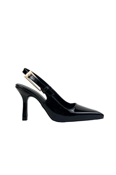 bescobel Women's Lerya Black Patent Leather Patent Leather Heeled Shoes 9 cm 5118