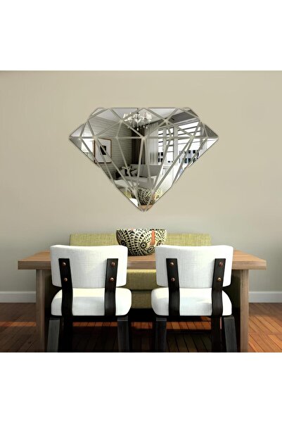 Decorative Diamond Plexiglass Mirror Wall Ornament (ADHESIVE ON THE BACK)