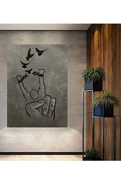 Teona Ahşap Ahşap Modern Sanat Dekoratif Özgürlük İşareti İllüstrasyon Kare Ş...