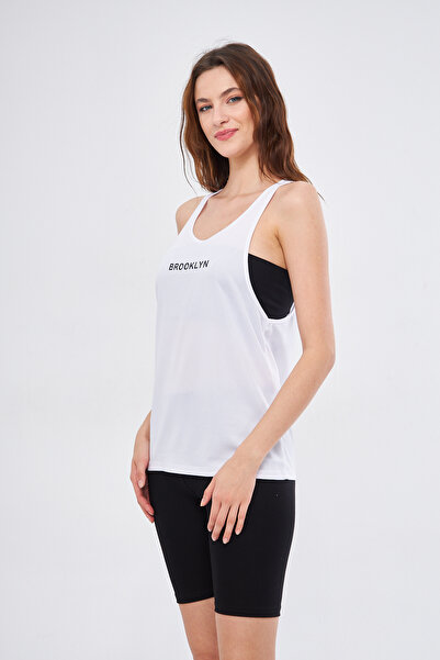 YÜKSEL IŞIK Sports Tank Printed White Color