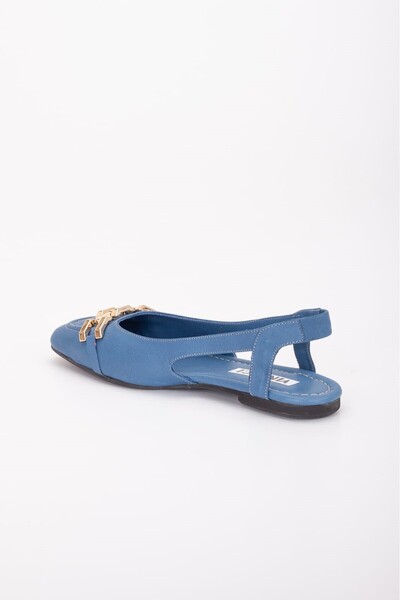 VİNİCCİ AYAKKABI HAKİKİ DERİ ARKASI AÇIK TOKALI MAVİ BABET AYAKKABI