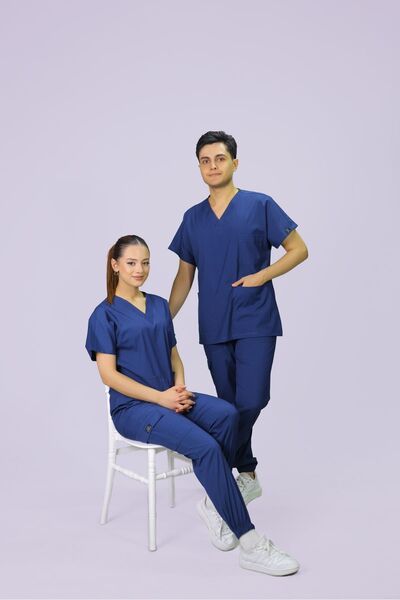 HGM Collection Unisex Açık Lacivert Jogger Doktor Hemşire Forması Medikal For...
