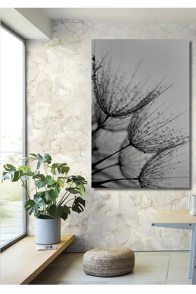 Teona Ahşap Ahşap Doğa Fotoğrafçılığı Çiydeki Karahindiba Ev Ofis Duvar  Kare...