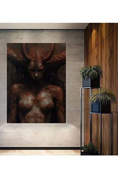 Ahşap Modern Soyut Sanat Lilith'in Doğuşu Kare Şeklinde Duvar Dekorasyon Tablosu