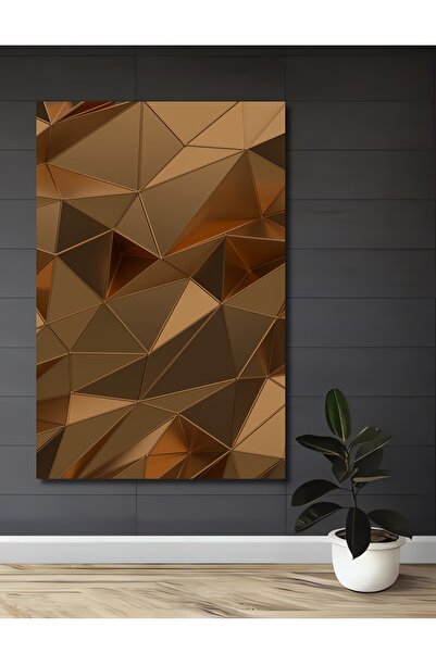 Teona Ahşap Ahşap Modern Dekoratif 3D Görünümlü Altın Cam Kare Şeklinde Duvar...