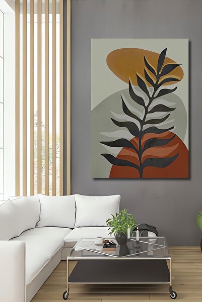 Teona Ahşap Ahşap Bohem Minimalist Soyut Çizim Renkli Yapraklar Oda Kare Şekl...