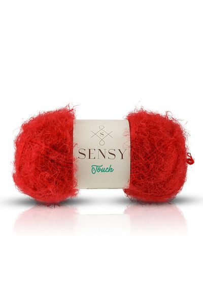 SENSY Premium Touch Hand Knitting String Cardigan Sweater String Fur Looking String Scarf Beanie Plush Toy String Red
