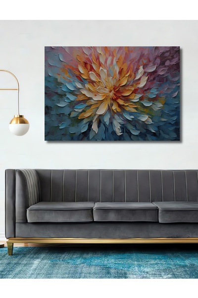 Teona Ahşap Ahşap Yağlı Boya Görünümlü Kabartmalı Renkli Çiçek Kare Şeklinde ...