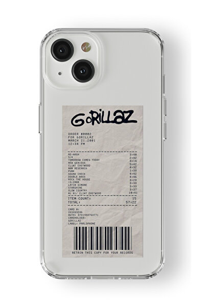 Space Star iPhone 15 Uyumlu Gorillaz Albüm Fişi Tasarım Baskılı Şeffaf Kılıf