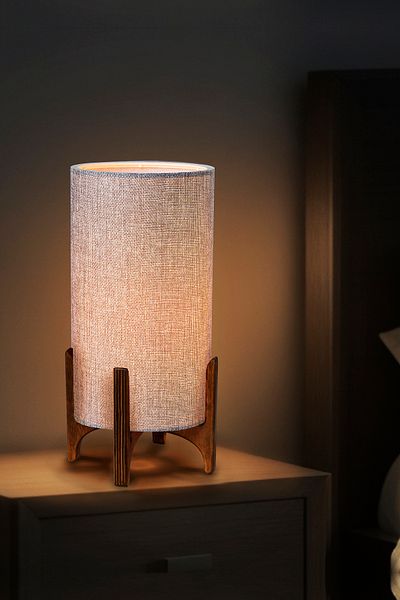EFLIGHTDESIGN Wooden Lampshade Gray Modern Stylish Bedroom Living Room Table Lamp