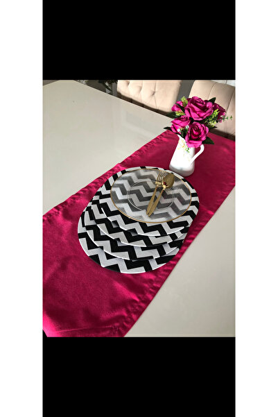 Ayd Home 4 Lü Siyah Zigzaglı Supla 33 Cm Sofra Sunum Mutfak Servis Yılbaşı Ye...