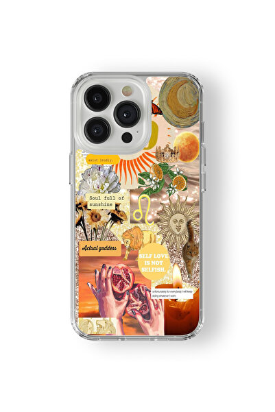 Space Star iPhone 14 Pro Max Uyumlu Arslan Burcu Tasarım Baskılı Şeffaf Kılıf