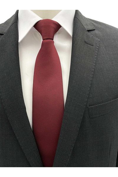 Brianze Claret Red Tie with Ready Tied Clip