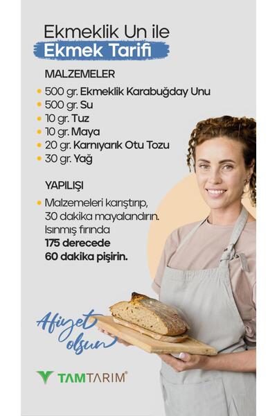 Tam Tarım Glutensiz %100 Tam Çiğ Karabuğday Unundan Ekmeklik Un 1 Kg